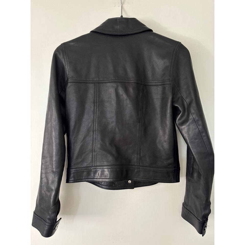 Vintage 90s Pellessimo France Black Lambskin Leather Jacket Size 2 (Small) - Picture 4 of 9
